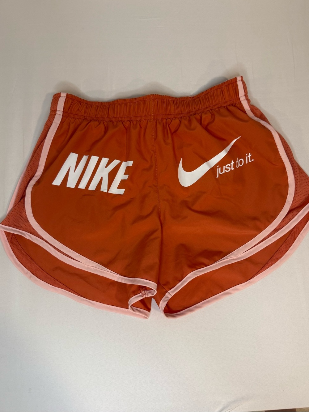 Nike Women's Dri-FIT Tempo Running Shorts - Rust Orange/Pink Trim - Size Small